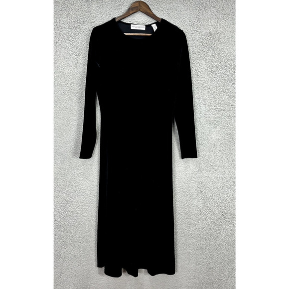 Vintage Valerie Stevens Womens Whimsigoth Velvet Maxi Dress Size PM Black Witchy - Picture 1 of 5
